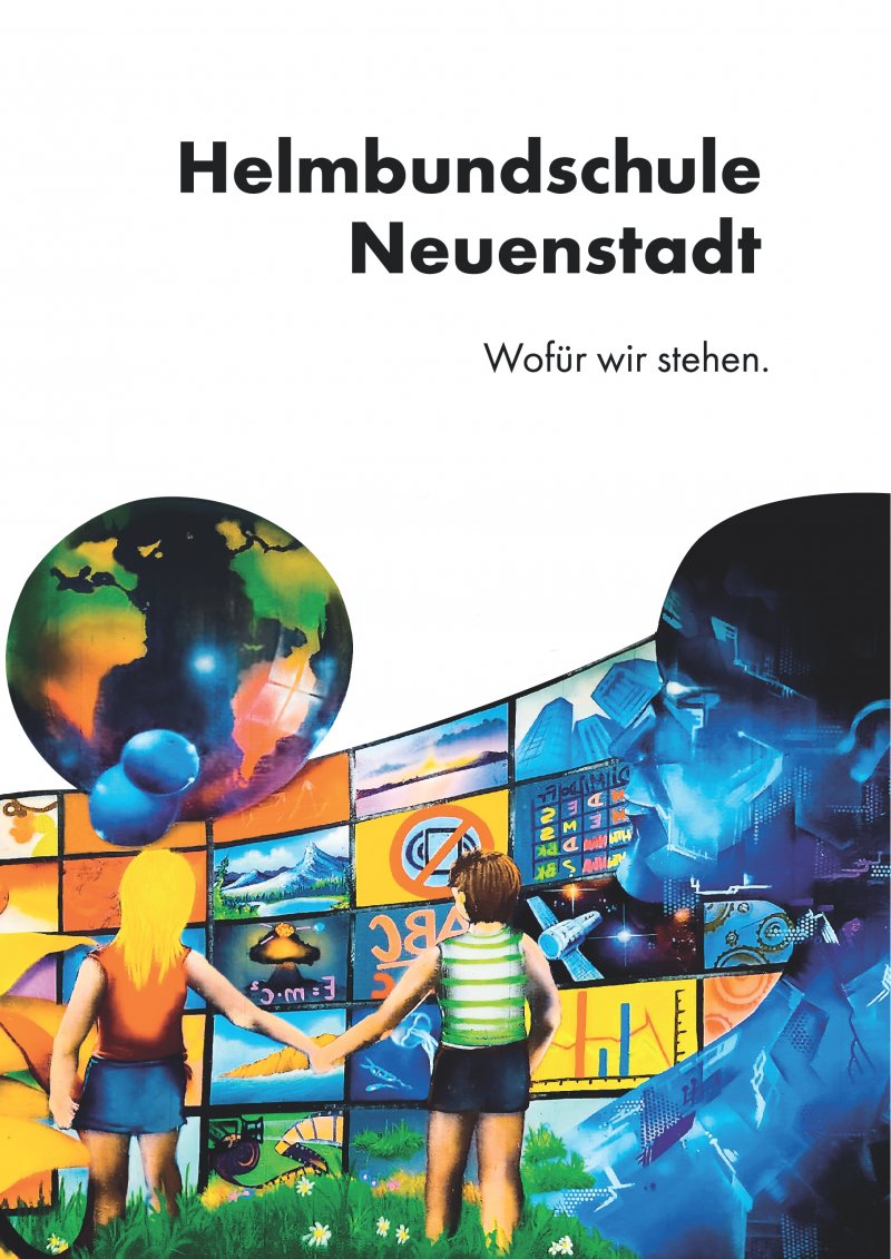 Ein gemaltes Bild des Leitbildes der Helmbundschule.